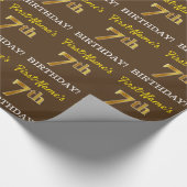 Brown, Imitation Gold look "7th BIRTHDAY" Cadeaupapier (Hoek)
