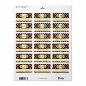 Brown ivoire Damask Monogramme Mariage Étiquettes  (Feuille entière)
