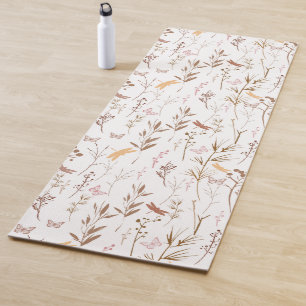 Brown jardin de fleurs sauvages tapis de yoga