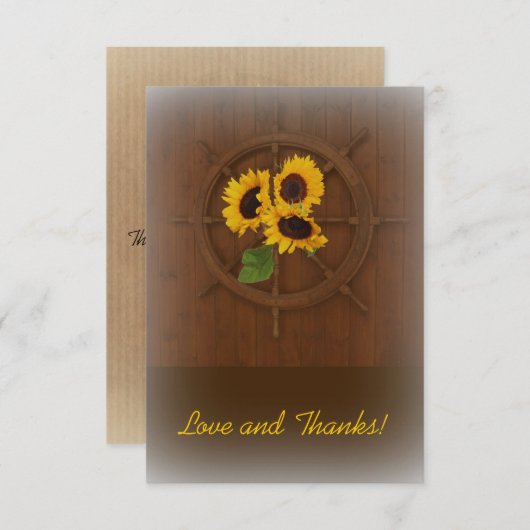 Brown jaune rustique tournesols mariage merci (Devant / Derrière)