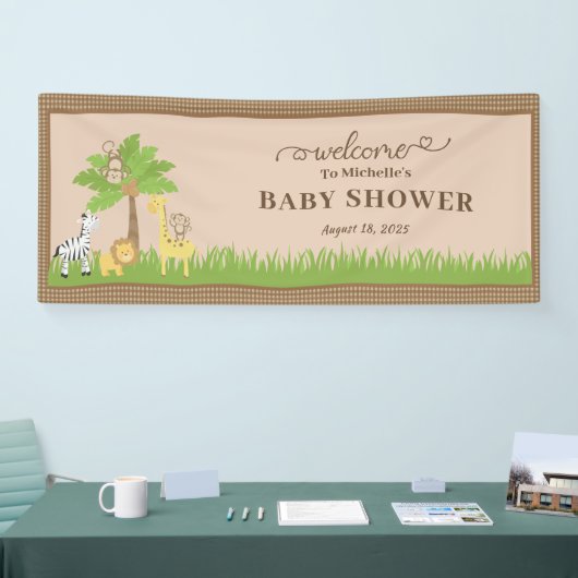 Brown Jungle Sarfari Animaux Baby shower Bannière (Salon professionnel)