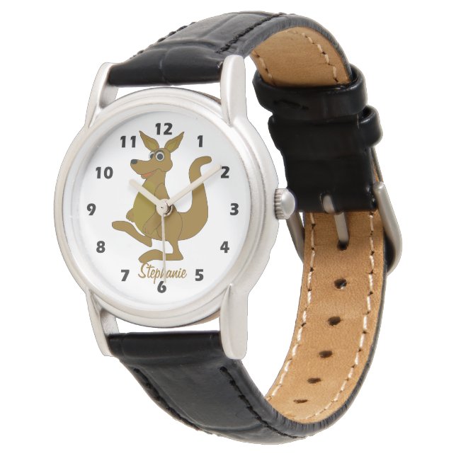 Brown Kangaroo Design Horloge (Gekanteld)