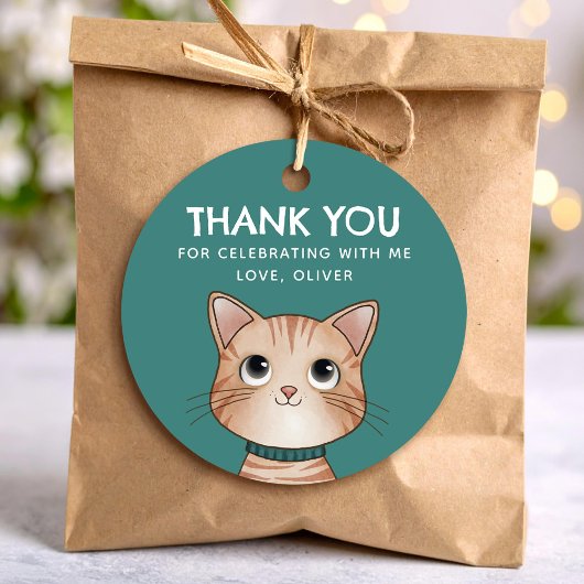 Brown kitten thank you bedankjes labels