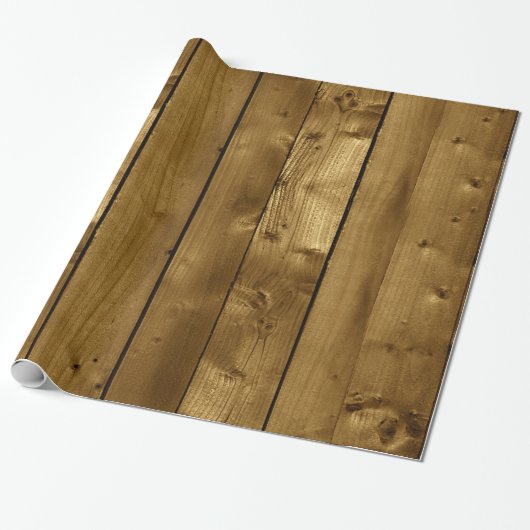 Brown Knotty Wood Planks Cadeaupapier (Uitgerold)