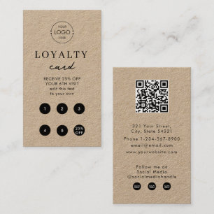Brown Kraft Business Logo QR Code Loyaliteit Visitekaartje