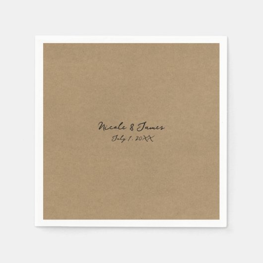 Brown Kraft Minimal Modern Wedding Servet (Voorkant)