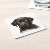 Brown Lab Vierkante Kartonnen Onderzetter (Schuin)
