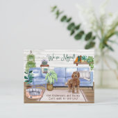 Brown Labradole Cozy New Home Moving    Aankondigingskaart (Staand voorkant)