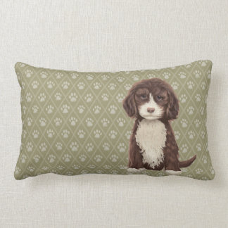 Brown Labradole/Goldendole Dog Green Pillow Kussen
