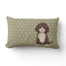 Brown Labradole/Goldendole Dog Green Pillow