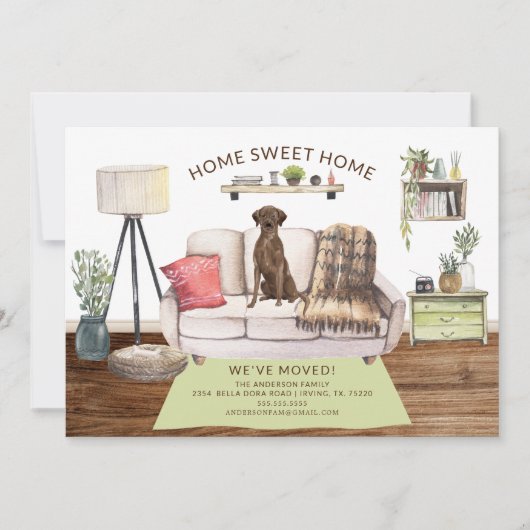 Brown Labrador Retriever Dog Moving Faire-part (Devant)