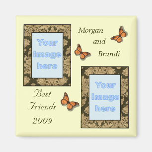 Brown Lace Print Best Friends Photo Magnet Magneet