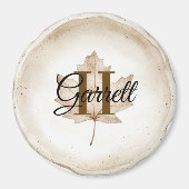 Brown Leaf Monogram Name Magneet (Voorkant)