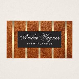 Brown Leather Gold Stripes