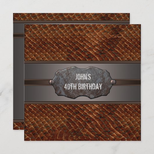 Brown Leather Mans 40ste verjaardagsfeest Kaart (Voorkant / Achterkant)