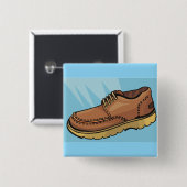 Brown Leather Shoe Retro Work Boot Vierkante Button 5,1 Cm (Voorkant /achterkant)