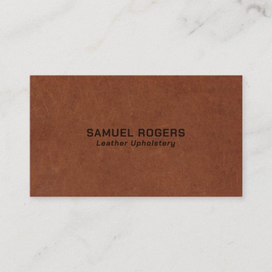 Brown Leather Texture Custom Text Visitekaartje (Voorkant)