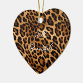 Brown Leopard Animal Print Keramisch Ornament (Links)