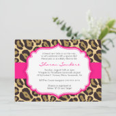 Brown Leopard & Hot Pink Baby Shower Uitnodigingen (Staand voorkant)