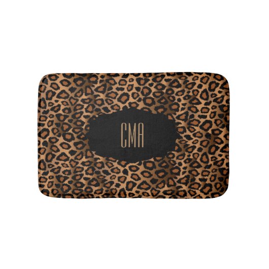 Brown Leopard Print | DIY-monogram Badmat (Voorkant)