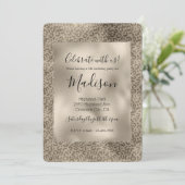 Brown Leopard Print Gold Glitz Kaart (Staand voorkant)