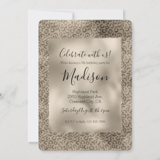 Brown Leopard Print Gold Glitz Kaart (Voorkant)