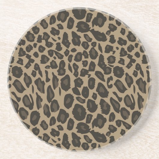 Brown Leopard Print Zandsteen Onderzetter (Voorkant)