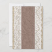 Brown Linen Burlap Lace Bridal Shower Invitations Kaart (Achterkant)