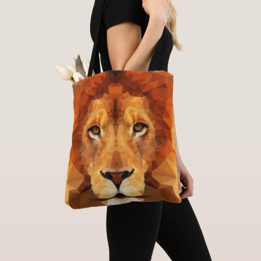 Brown Lion Head All Over Print Canvas tas (Dichtbij)