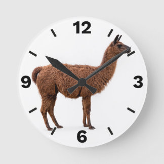 Brown Llama Alpaca Farm Animal Rustic Decor Ronde Klok