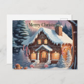 Brown Maison en pain d'épice Joyeuse carte postale (Devant / Derrière)