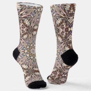 Brown Mandala Art Psychedelic Style Socks Sokken