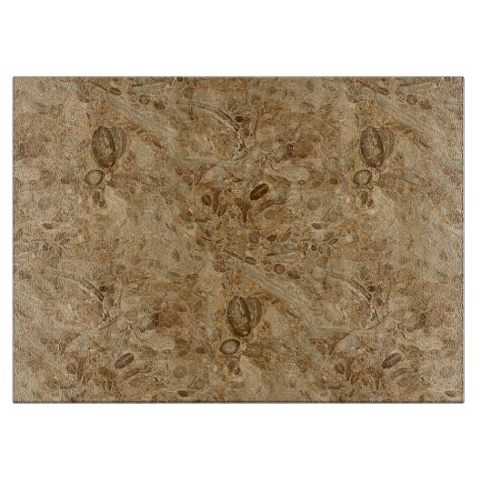 Brown Marble Fossil Kijk Snijplank (Voorkant)