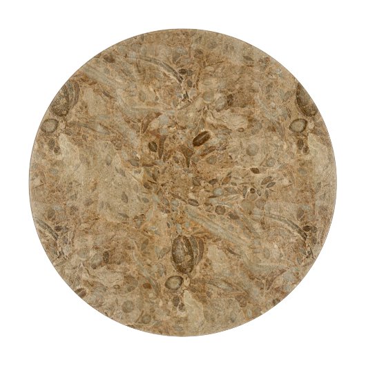Brown Marble Fossil Kijk Snijplank (Voorkant)