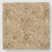 Brown Marble Fossil Kijk Stenen Onderzetter (Voorkant)