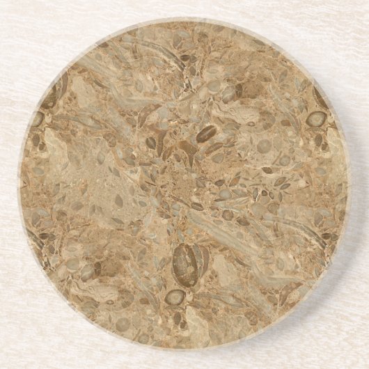 Brown Marble Fossil Kijk Zandsteen Onderzetter (Voorkant)