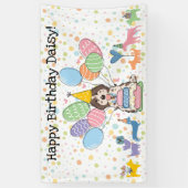 Brown Merle Cockapoo Cavapoo Hond Verjaardagsfeest Spandoek (Verticaal)