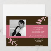 Brown met Cherry Blossom Wedding Invitation Kaart (Voorkant / Achterkant)