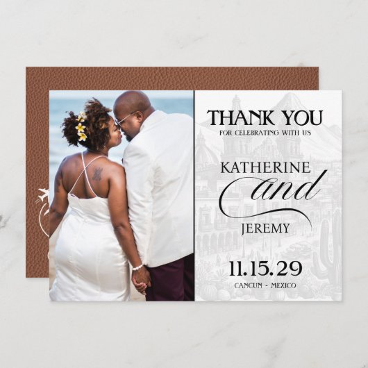 Brown Mexico Passport Bedankkaart (Voorkant / Achterkant)