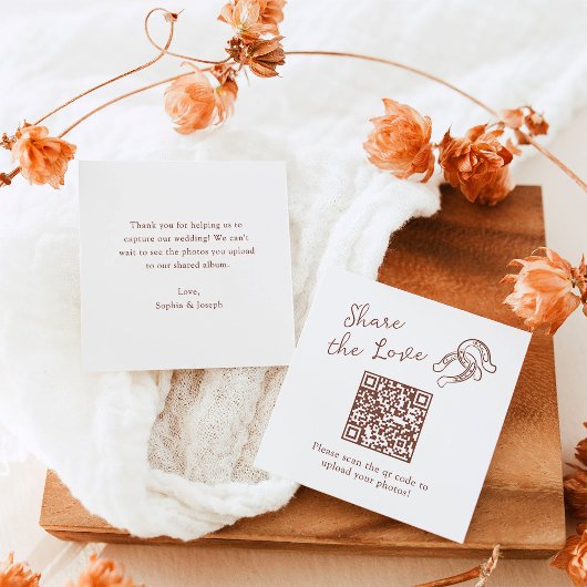 Brown Minimal Hoefijzer | QR Code Deel de Liefde Informatiekaartje