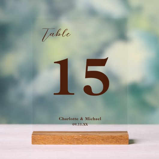Brown Minimalist Wedding Table Number (Neutre)