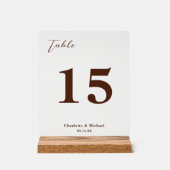 Brown Minimalist Wedding Table Number (Recto)