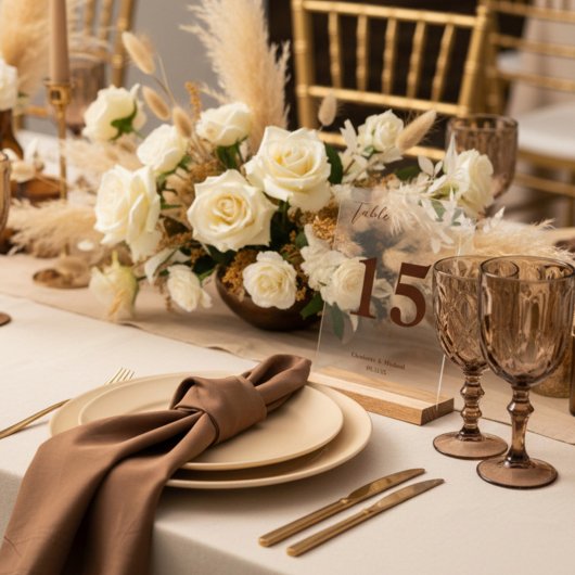 Brown Minimalist Wedding Table Number