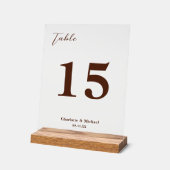 Brown Minimalist Wedding Table Number Acryl Bord (Hoek)