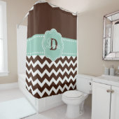 Brown Mint Chevron gepersonaliseerd Douchegordijn (In situ)
