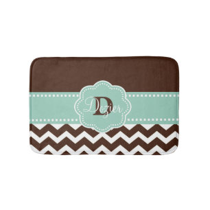 Brown Mint Chevron Monogram Badmat