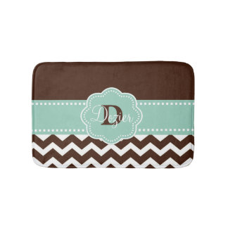 Brown Mint Chevron Monogram Badmat