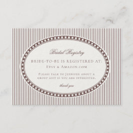 Brown Mocha Harlequin Checkered Bridal Registry Informatiekaartje