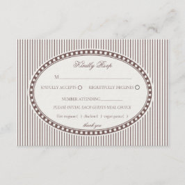 Brown Mocha Striped Harlequin Pattern Wedding RSVP Informatiekaartje