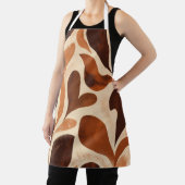 Brown Modern Art Flow Shapes All-Over Print Apron Schort (Insitu)
